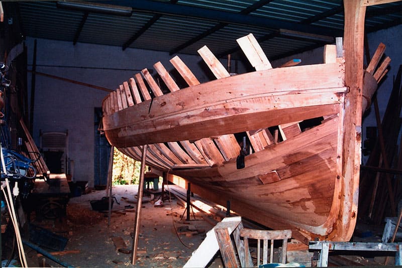 Proceso de construcción de llaut Lunes en Ibiza