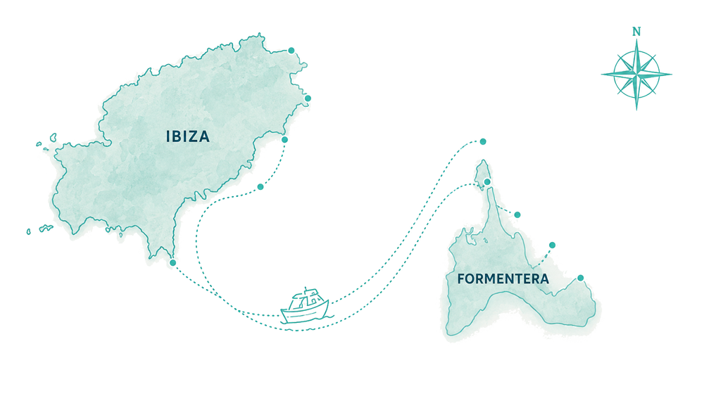 Mapa islas Ibiza y Formentera para ir en barco